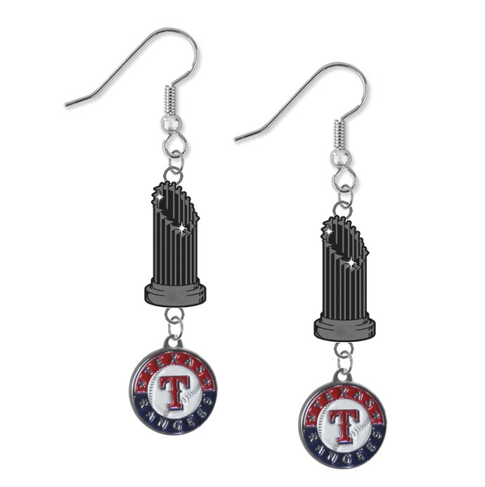 Texas Rangers MLB World Series Trophy Dangle Earrings