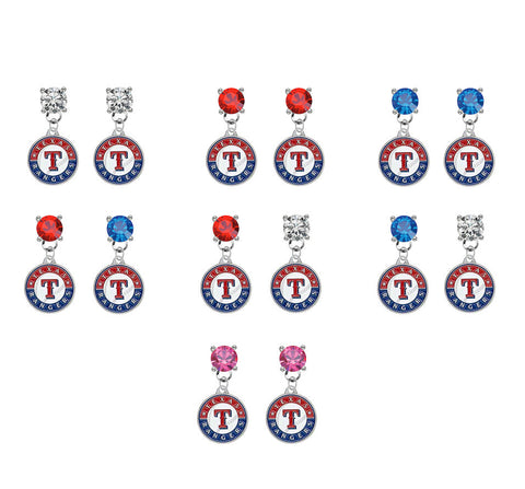 Texas Rangers MLB Swarovski Crystal Stud Rhinestone Earrings