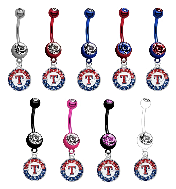 Texas Rangers MLB Baseball Belly Button Navel Ring - Pick Your Color