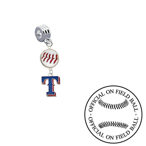 Texas Rangers 2 On Field Baseball Universal European Bracelet Charm (Pandora Compatible)