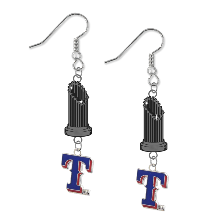 Texas Rangers Style 2 MLB World Series Trophy Dangle Earrings