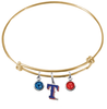 Texas Rangers Style 2 Gold MLB Expandable Wire Bangle Charm Bracelet