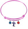 Texas Rangers Style 2 Pink MLB Expandable Wire Bangle Charm Bracelet