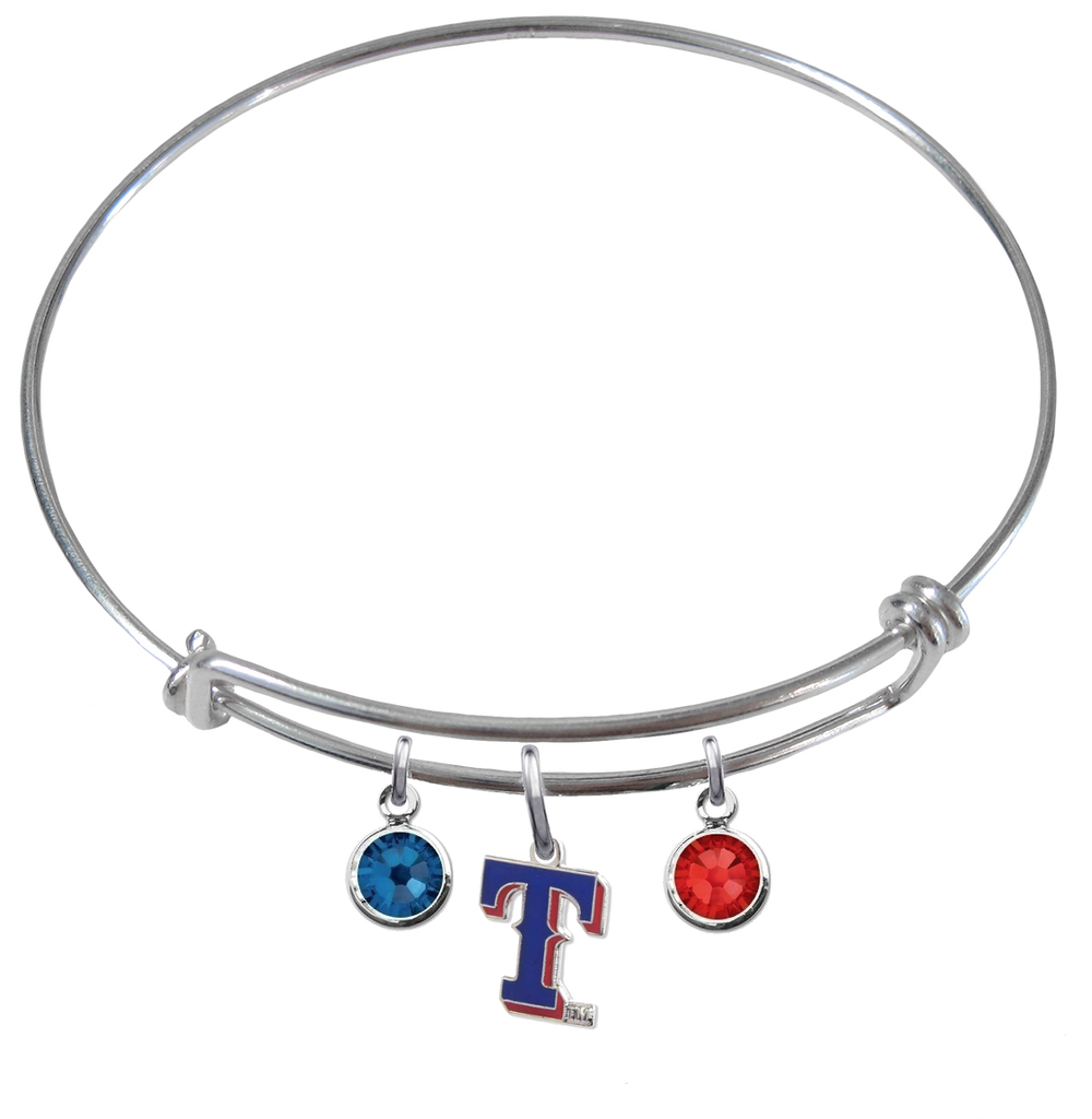 Texas Rangers Style 2 MLB Expandable Wire Bangle Charm Bracelet