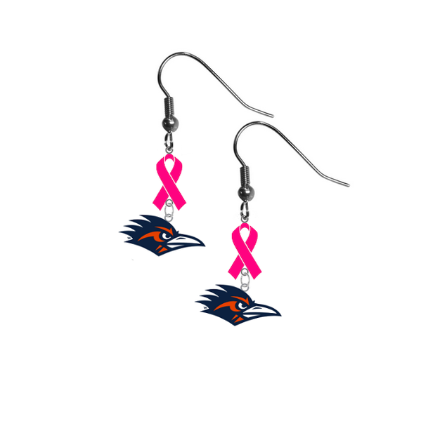 Texas San Antonio Road Runners Breast Cancer Awareness Hot Pink Ribbon Dangle Earrings