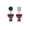 Texas Tech Red Raiders BLACK & CLEAR Swarovski Crystal Stud Rhinestone Earrings