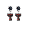 Texas Tech Red Raiders BLACK Swarovski Crystal Stud Rhinestone Earrings