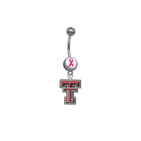 Texas Tech Red Raiders Breast Cancer Awareness Belly Button Navel Ring
