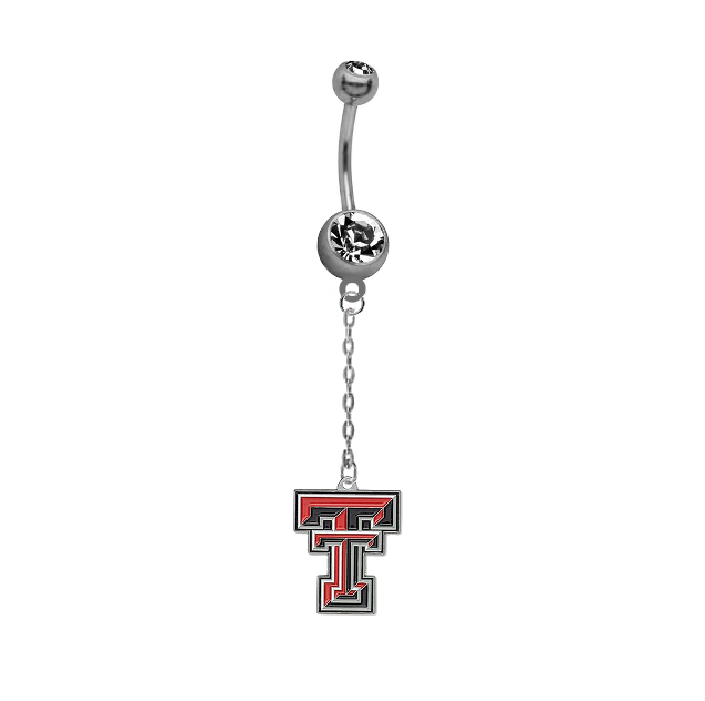Texas Tech Red Raiders Dangle Chain Belly Button Navel Ring
