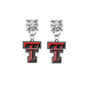 Texas Tech Red Raiders CLEAR Swarovski Crystal Stud Rhinestone Earrings