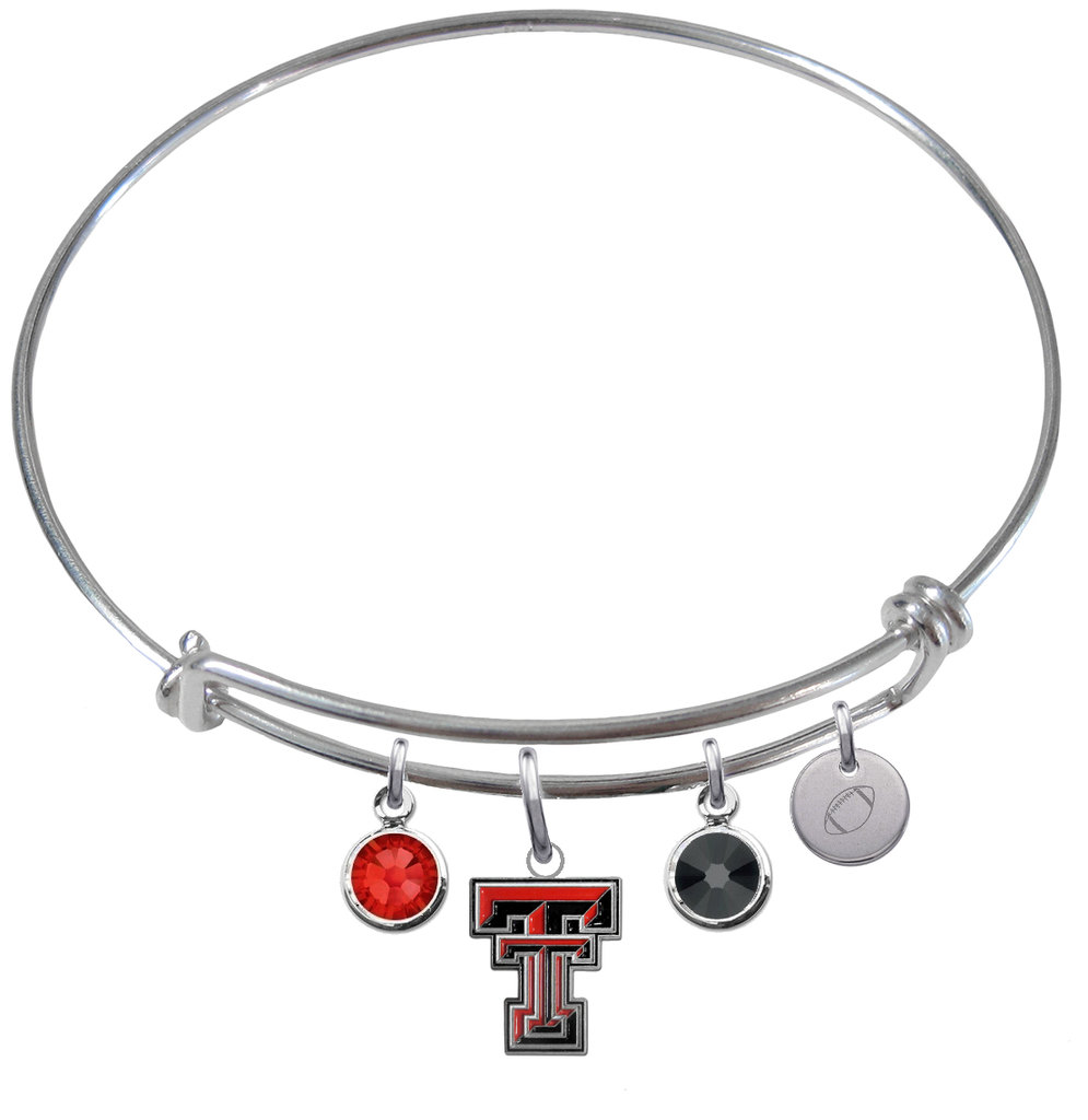Texas Tech Red Raiders Football Expandable Wire Bangle Charm Bracelet