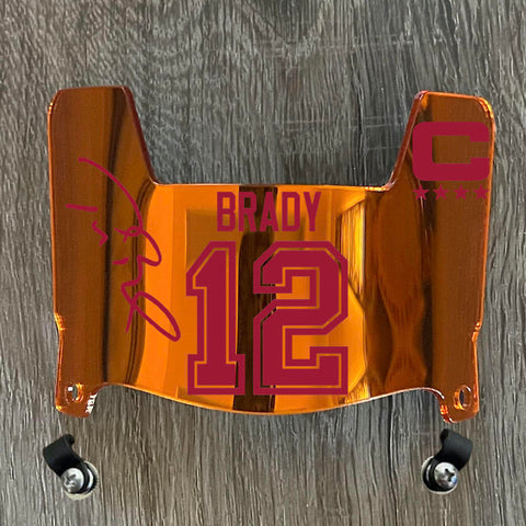 Tampa Bay Buccaneers Tom Brady Mini Football Helmet Visor Shield Orange Chrome Mirror w/ Clips