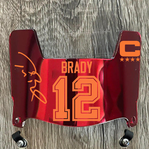 Tampa Bay Buccaneers Tom Brady Mini Football Helmet Visor Shield Red Chrome Mirror w/ Clips