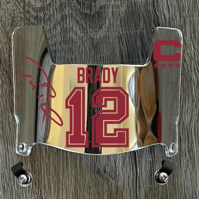 Tampa Bay Buccaneers Tom Brady Mini Football Helmet Visor Shield Silver Chrome Mirror w/ Clips