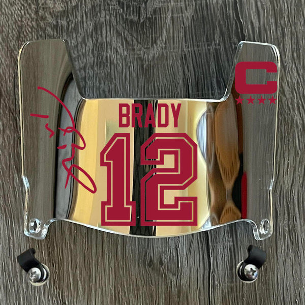 Tampa Bay Buccaneers Tom Brady Mini Football Helmet Visor Shield Silver Chrome Mirror w/ Clips