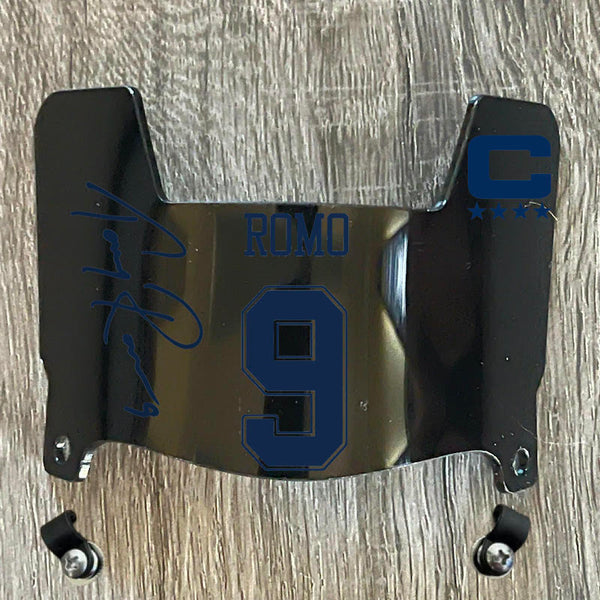 Dallas Cowboys Tony Romo Mini Football Helmet Visor Shield Black Dark Tint w/ Clips