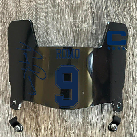 Dallas Cowboys Tony Romo Mini Football Helmet Visor Shield Black Dark Tint w/ Clips