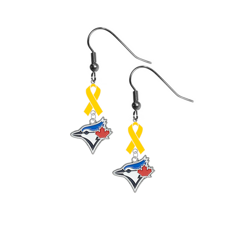 Toronto Blue Jays MLB Childhood Cancer Awareness Yellow Ribbon Dangle Earrings