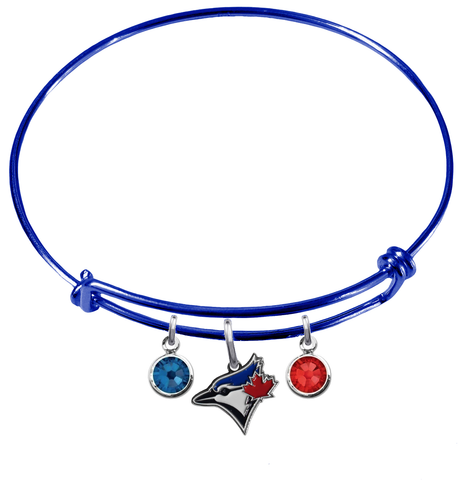 Toronto Blue Jays Blue MLB Expandable Wire Bangle Charm Bracelet