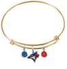 Toronto Blue Jays Gold MLB Expandable Wire Bangle Charm Bracelet