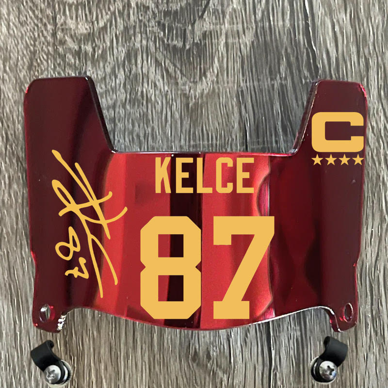 Kansas City Chiefs Travis Kelce Mini Football Helmet Visor Shield Red Chrome Mirror w/ Clips
