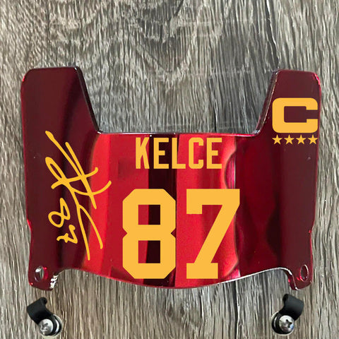 Kansas City Chiefs Travis Kelce Mini Football Helmet Visor Shield Red Chrome Mirror w/ Clips