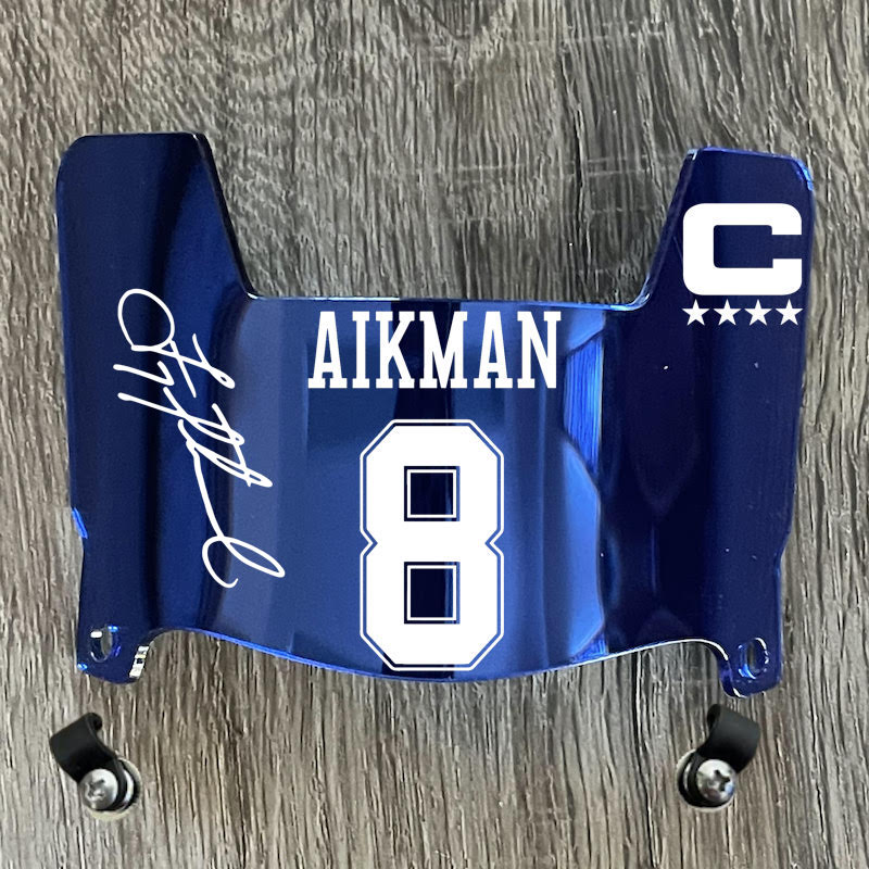 Dallas Cowboys Troy Aikman Mini Football Helmet Visor Shield Blue Chrome Mirror w/ Clips