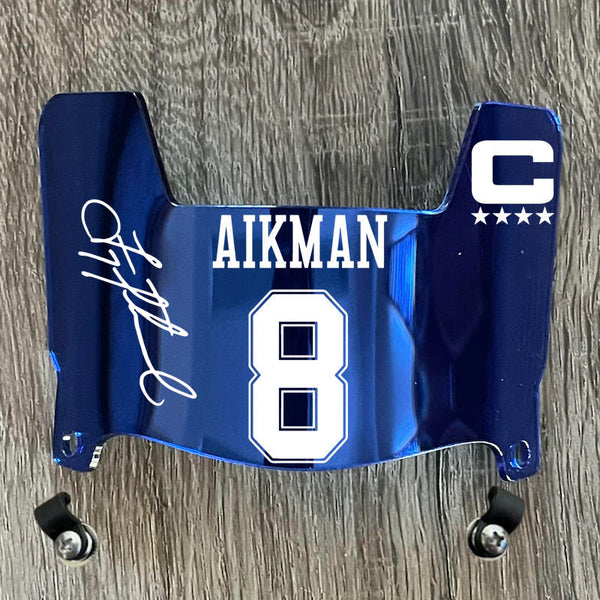 Dallas Cowboys Troy Aikman Mini Football Helmet Visor Shield Blue Chrome Mirror w/ Clips