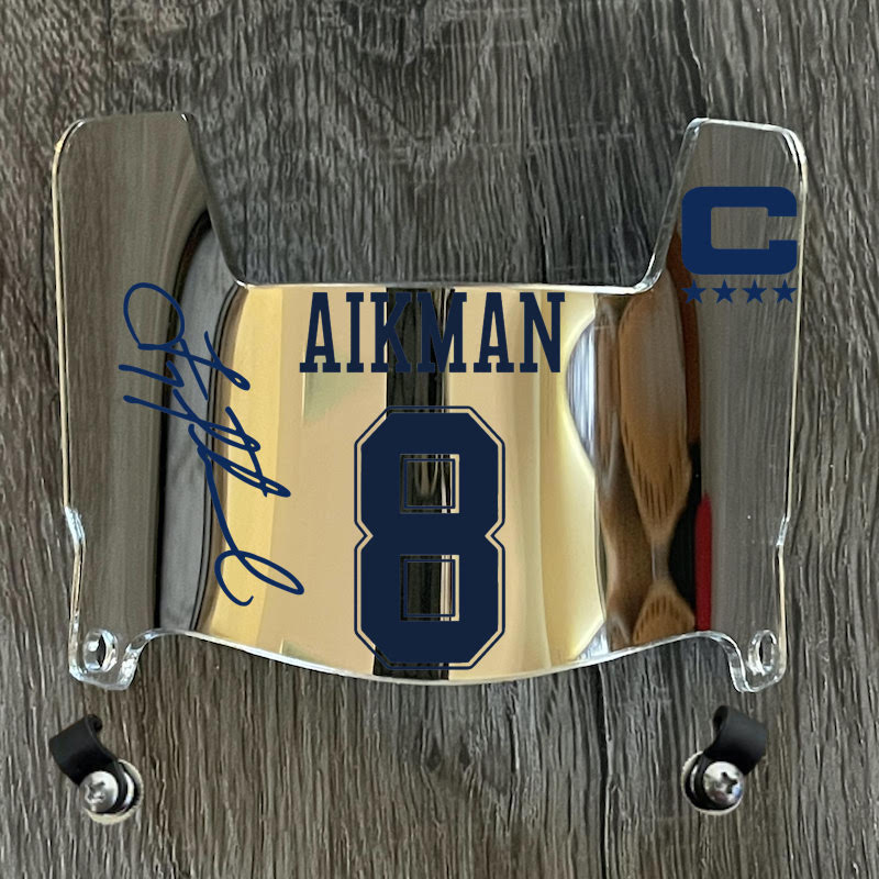 Dallas Cowboys Troy Aikman Mini Football Helmet Visor Shield Silver Chrome Mirror w/ Clips
