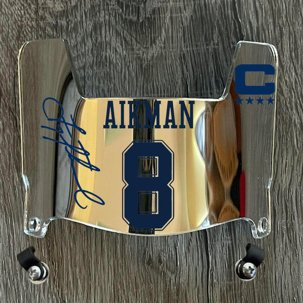 Dallas Cowboys Troy Aikman Mini Football Helmet Visor Shield Silver Chrome Mirror w/ Clips