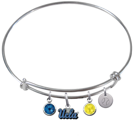 UCLA Bruins Softball Expandable Wire Bangle Charm Bracelet