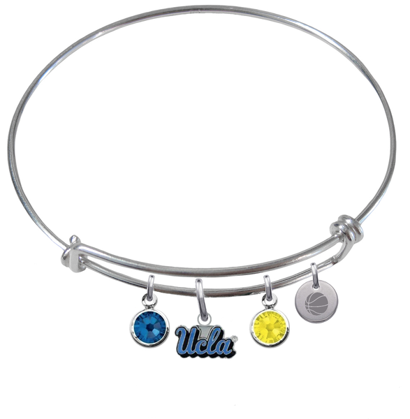 UCLA Bruins Basketball Expandable Wire Bangle Charm Bracelet