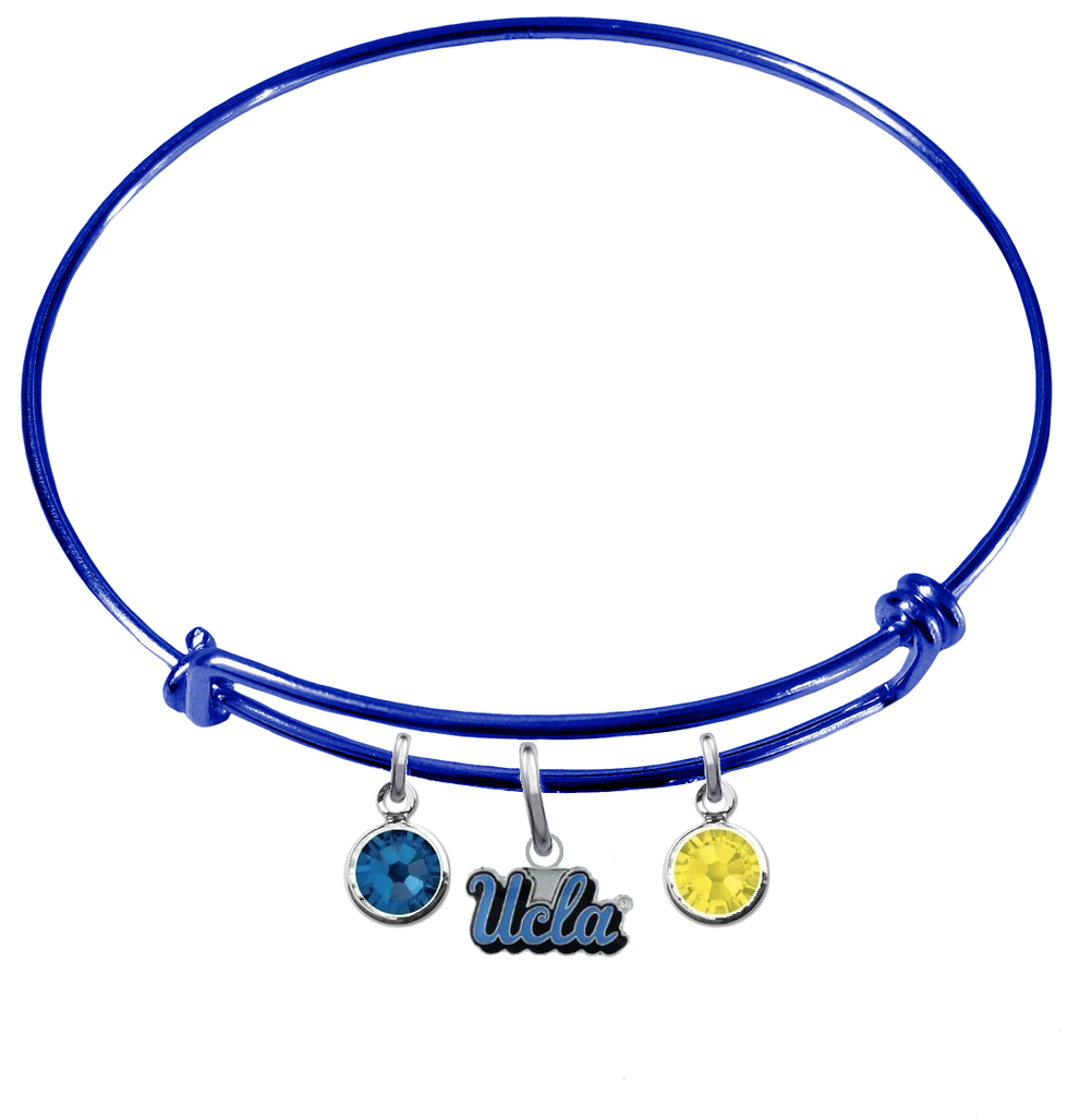 UCLA Bruins BLUE Color Edition Expandable Wire Bangle Charm Bracelet