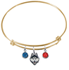 UConn Connecticut Huskies GOLD Color Edition Expandable Wire Bangle Charm Bracelet