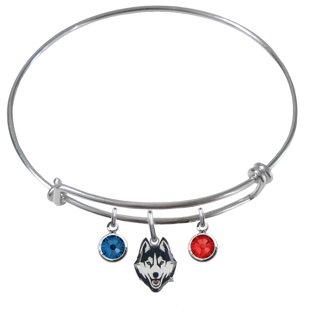 UConn Connecticut Huskies NCAA Expandable Wire Bangle Charm Bracelet