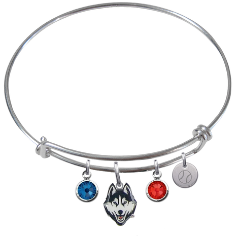 UConn Connecticut Huskies Baseball Expandable Wire Bangle Charm Bracelet