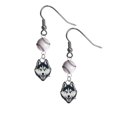 UConn Connecticut Huskies NCAA Baseball Dangle Earrings