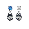 UConn Huskies BLUE & CLEAR Swarovski Crystal Stud Rhinestone Earrings