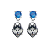 UConn Huskies BLUE Swarovski Crystal Stud Rhinestone Earrings