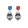 UConn Huskies BLUE & RED Swarovski Crystal Stud Rhinestone Earrings