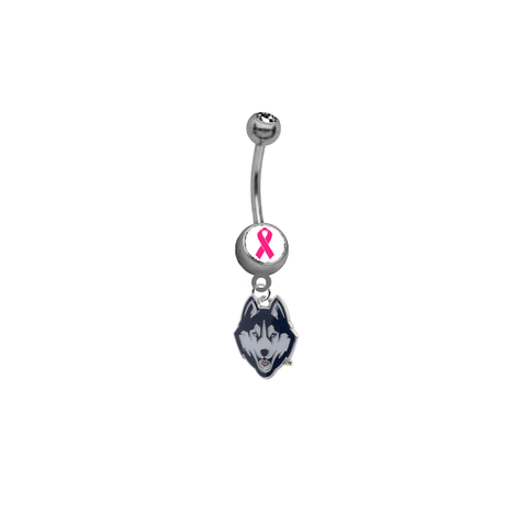 UConn Connecticut Huskies Breast Cancer Awareness Belly Button Navel Ring