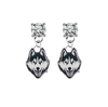 UConn Huskies CLEAR Swarovski Crystal Stud Rhinestone Earrings