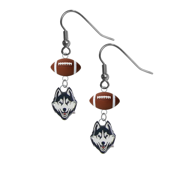 UConn Connecticut Huskies NCAA Football Dangle Earrings
