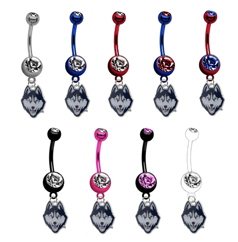 UConn Connecticut Huskies NCAA College Belly Button Navel Ring - Pick Your Color