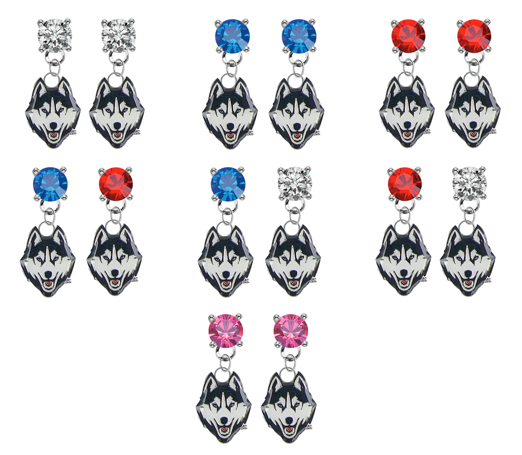 UConn Huskies NCAA Swarovski Crystal Stud Rhinestone Earrings