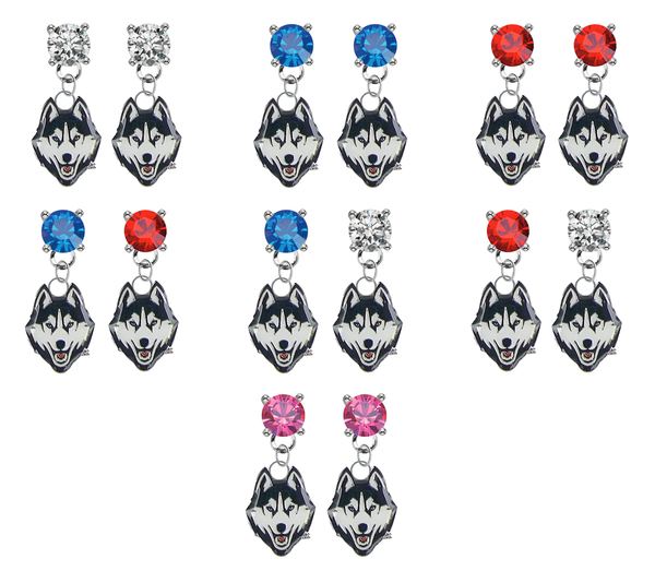 UConn Huskies NCAA Swarovski Crystal Stud Rhinestone Earrings