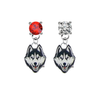 UConn Huskies RED & CLEAR Swarovski Crystal Stud Rhinestone Earrings
