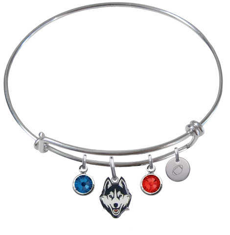 UConn Connecticut Huskies Football Expandable Wire Bangle Charm Bracelet