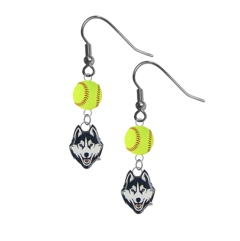 UConn Connecticut Huskies NCAA Fastpitch Softball Dangle Earrings