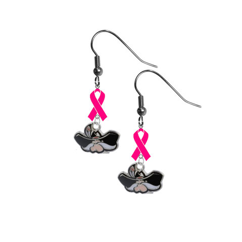 UNLV Runnin Rebels Breast Cancer Awareness Hot Pink Ribbon Dangle Earrings